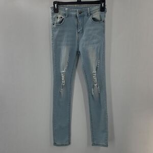Stylish Distressed Light Blue Skinny Jeans